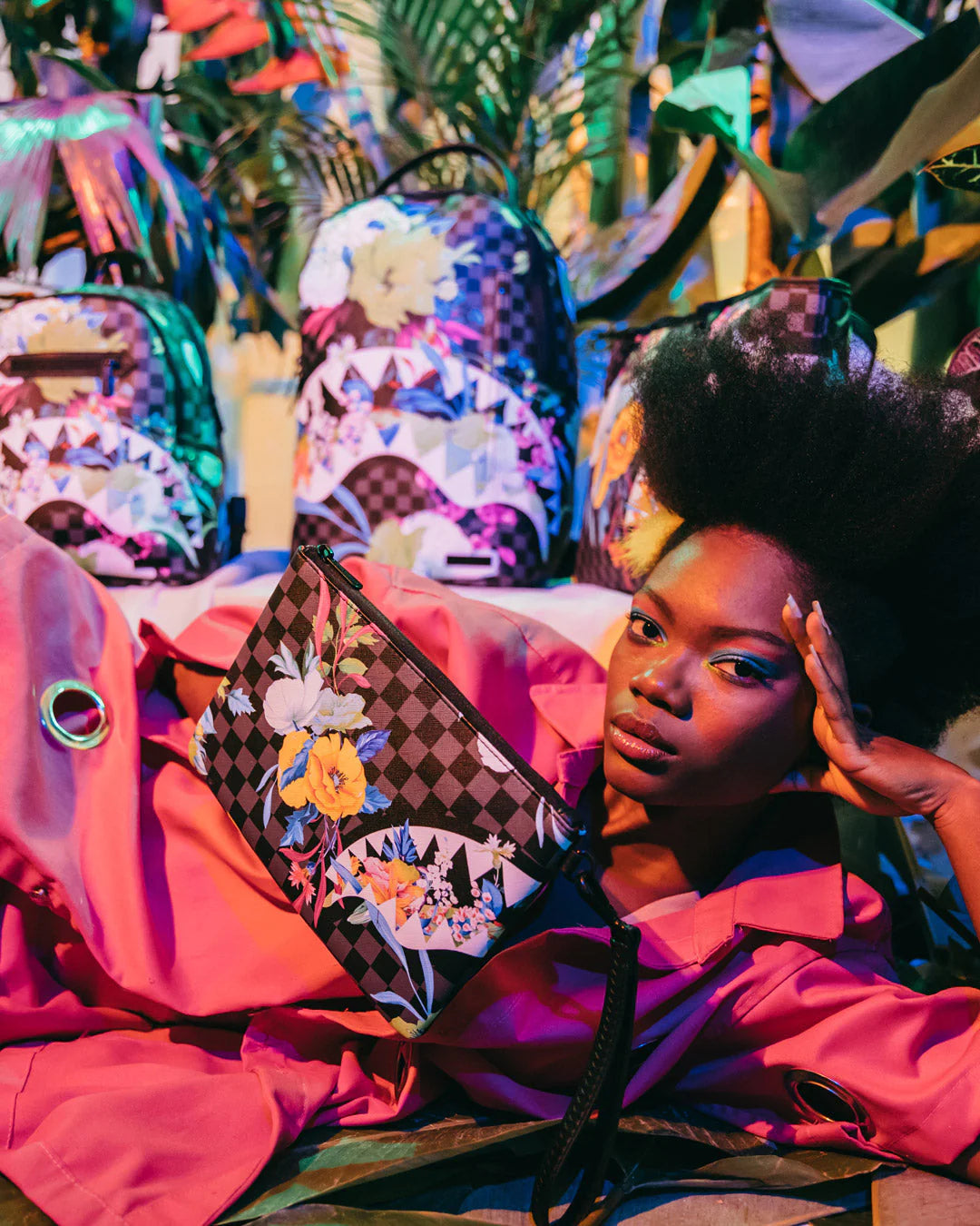 Neon Floral Cross-over Pochette