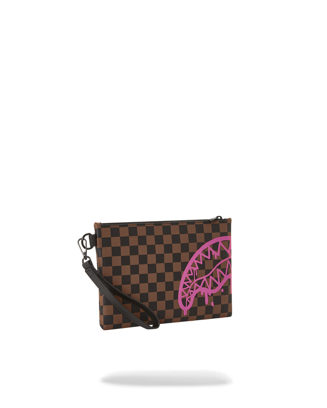 Pink Drip Brown Check Pouchette
